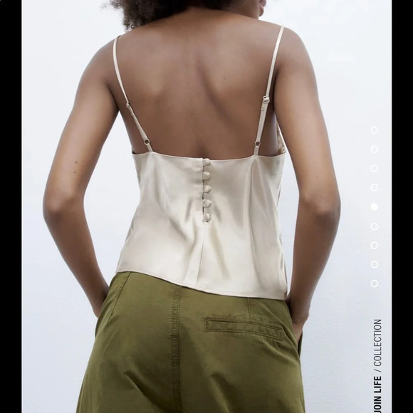 Zara Satin Effect Camisole - Size Small Taupe Grey - Picture 3 of 12